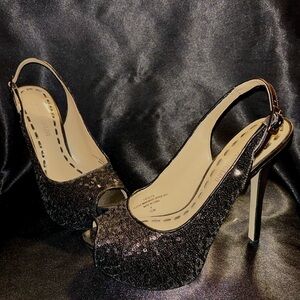 Black Sequin Designer Pumps Enzo Angiolini Heels